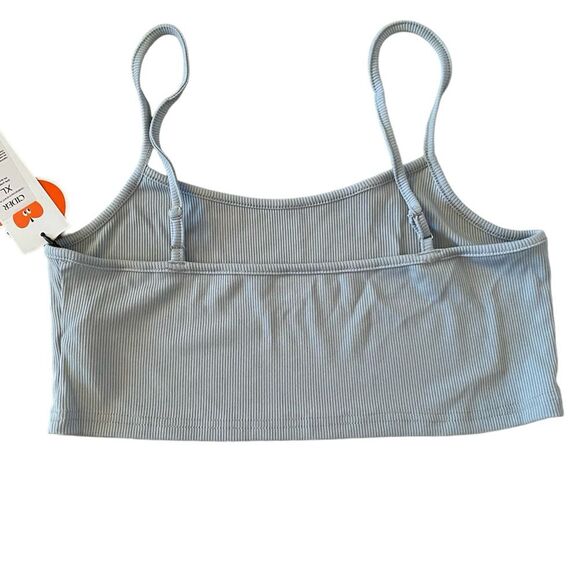 NWT Cider Solid Rib Crop Tank Top Size XL Lounge Light Blue/Grey Feminine - Picture 4 of 7